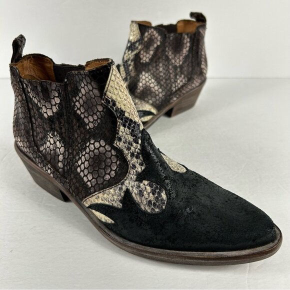 💕 vera cruz Snakeskin Patterned western Ankle Boots leather 37 - Picture 3 of 9
